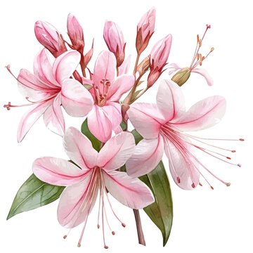 Gaura Flower, watercolor illustration vector, isolated on a white background.