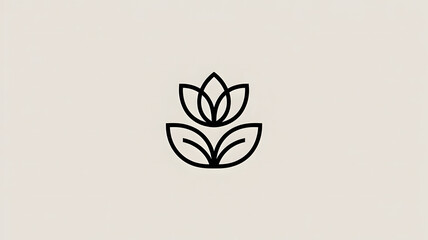 Minimal lotus line logo with simple clean floral outline design
