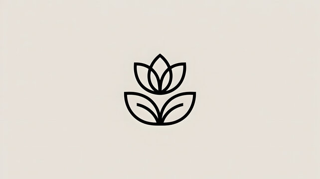 Minimal lotus line logo with simple clean floral outline design
