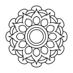 Monochrome Minimalist Looped Line Art Mandala Design for Spiritual or Geometric Pattern