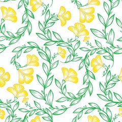 А floral seamless pattern with bright and colorful elements: lush flower buds and delicate leaves. Perfect for fabric design, gift packaging, postcards, wallpapers, and any projects