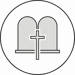 Fototapeta premium Simple Ten Commandments illustration featuring stone tablets and Christian cross, conveying religious law. Ten Commandments represent cornerstone of moral teaching with Christian symbolism.