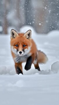 Niedliches Fuchsbaby im Schnee