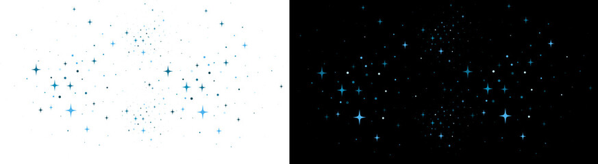 PNG image of Twinkling blue stars and dots create a magical night sky effect perfect for backgrounds wallpapers and celestial themed designs with a cosmic atmosphere on transparent background