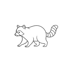 A minimalist black line drawing of a raccoon isolated on transparent background