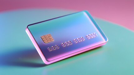 Futuristic frosted glass credit card hovers over mint surface, pastel studio. The future of payments with translucent frosted glass credit card designs.