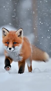 Niedliches Fuchsbaby im Schnee