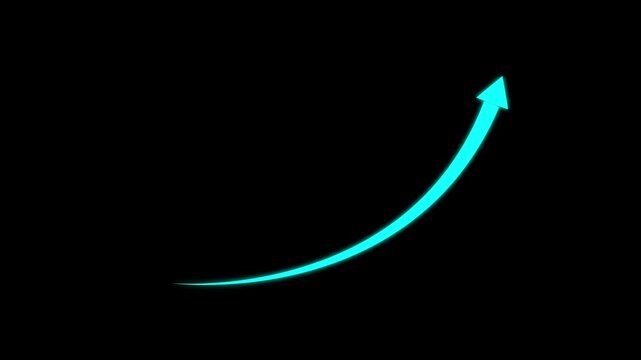 Abstract arrow business graph icon animation on a black background