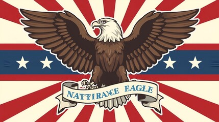 Title: Patriotic Eagle Emblem Vector Design for National Symbol