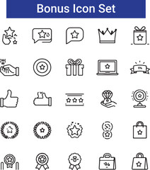 Bonus, benefit, offer and reward. Vector linear icon set.
