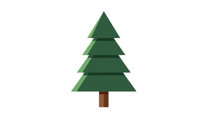 Fototapeta premium A flat design illustration of a green fir tree with a brown trunk