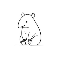 Fototapeta premium A minimalist black line drawing of a tapir isolated on transparent background