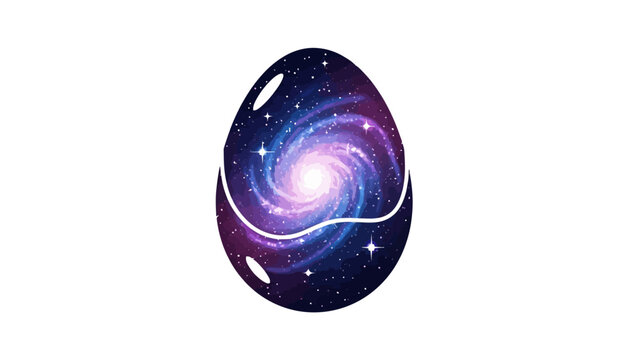 A galaxy inside an egg shape with a white line