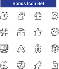 Bonus, benefit, offer and reward. Vector linear icon
