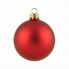 Single red matte christmas ornament isolated on white background