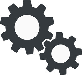 Simple Black Gear Illustration, Clean Vector Mechanical Icon