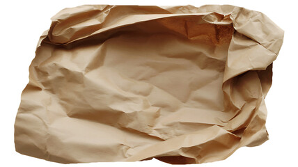Obraz premium A crumpled brown paper bag with a textured surface isolated on transparent background