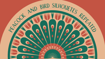 Elegant peacock feather design with repeating floral elements for sophisticated branding and invitations, offering timeless appeal and vintage charm