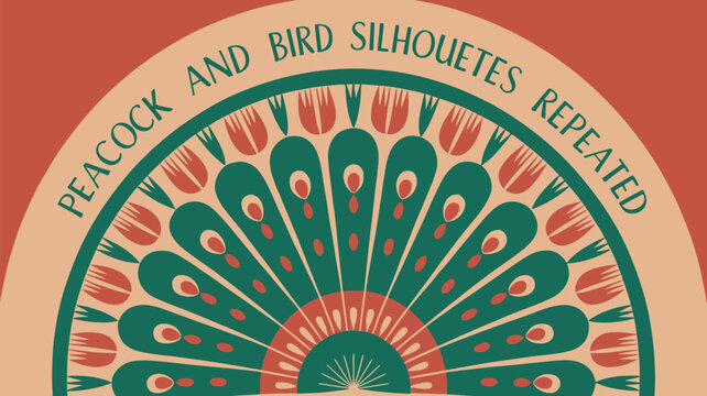 Elegant peacock feather design with repeating floral elements for sophisticated branding and invitations, offering timeless appeal and vintage charm