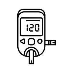 Glucose meter for blood sugar level isolated on diabetes monitoring device