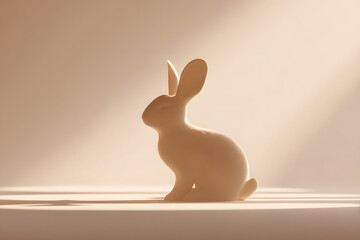 simple bunny silhouette glowing softly on a neutral pastel background creating minimal easter design
