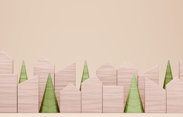 3D画像_積み木の家