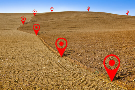 AGRICULTURAL LAND FOR SALE, PROPERTY BOUNDARY AN LAND PLOT MANAGEMENT - Real estate concept with a vacant land available for building construction or agricultural use