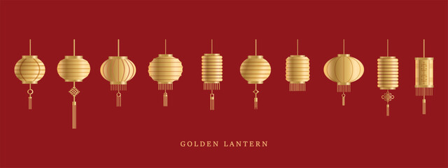 traditional chinese new year golden lantern vector design set. creative vector illustration design for lunar new year of chinese new year 2026