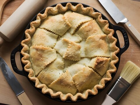 Savory pie and baking tools top-down
