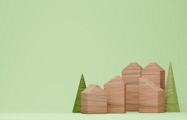 3D画像_積み木の家