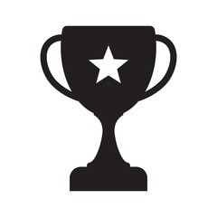 Trophy Cup with Star Icon – Winner Award Symbol, Achievement and Success Emblem.