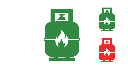 Illustrative depictions of gas cylinders in green and red color schemes