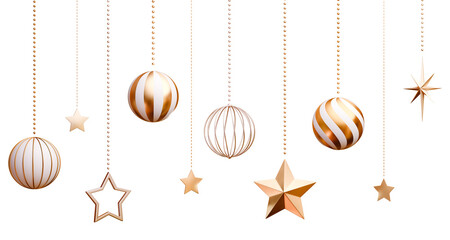 Fototapeta premium 3D素材_クリスマスオーナメント_ゴールド