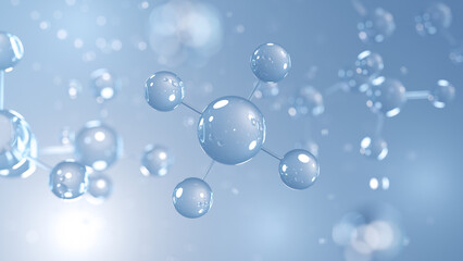 ammonium molecular structure 3d, inorganic cation structural chemical formula view from a microscope