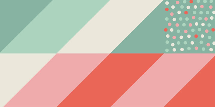 Abstract background with diagonal stripes and polka dots in pastel colors creating a modern design