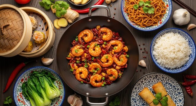 Delightful spread of Asian cuisine for restaurant menus and food blog recipes that tantalize tastebuds