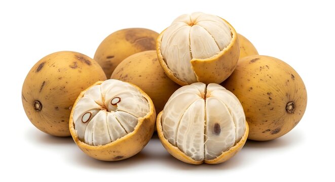 Fresh Langsat Tropical Fruit Peeled and Whole