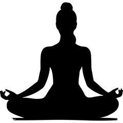 Yoga meditation silhouette vector illustration for wellness and fitness