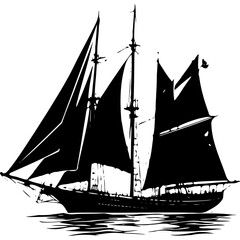 Vintage sailing ship tall ship black and white clipper ship vector image silhouette