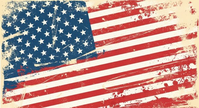 Patriotic vintage American flag design for July 4th celebrations and USA themed events with grunge style