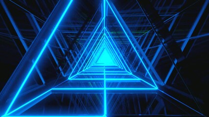 Explore dynamic glowing tunnel video loop that creates a mesmerizing visual journey with vibrant blue and green lights extending infinitely