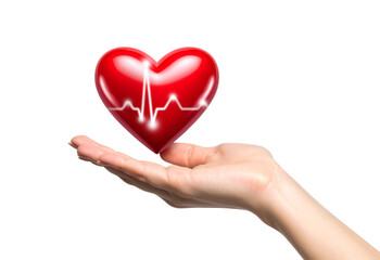 Obraz premium Hand holding red heart with EKG heartbeat