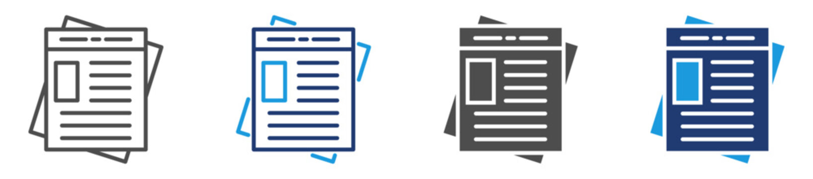 press release icon set with multiple style