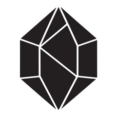 Abstract geometric black crystal shape with sharp edges and facets