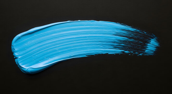 Blue Paint Stroke on Black Background - Abstract Artistic Expression