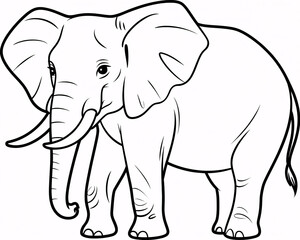 Obraz premium Majestic elephant outline, perfect for children's books and educational resources, inspiring creativity and wonder about wildlife conservation efforts today