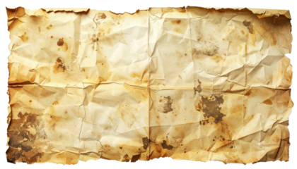 Old, stained parchment, folded and crumpled, showing signs of age and wear