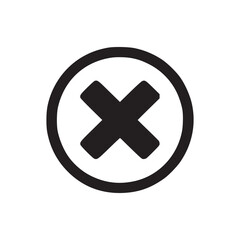 Obraz premium A simple black x mark inside a circle isolated on a white background in a minimalistic style art