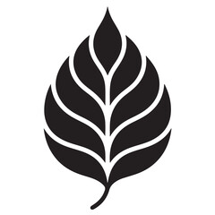 Black leaf silhouette with veins Vector Art