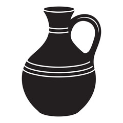 Black silhouette of an ancient amphora with white stripes